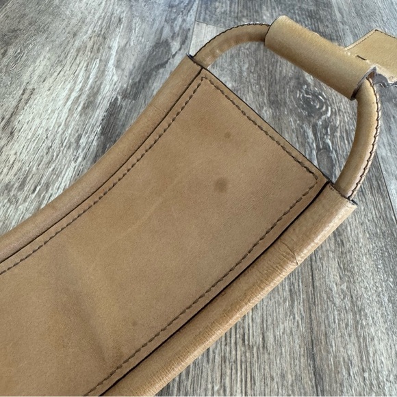 Vintage YSL Genuine Leather Wide Belt - Tan and Silver Hardware - Size: Small main image 8